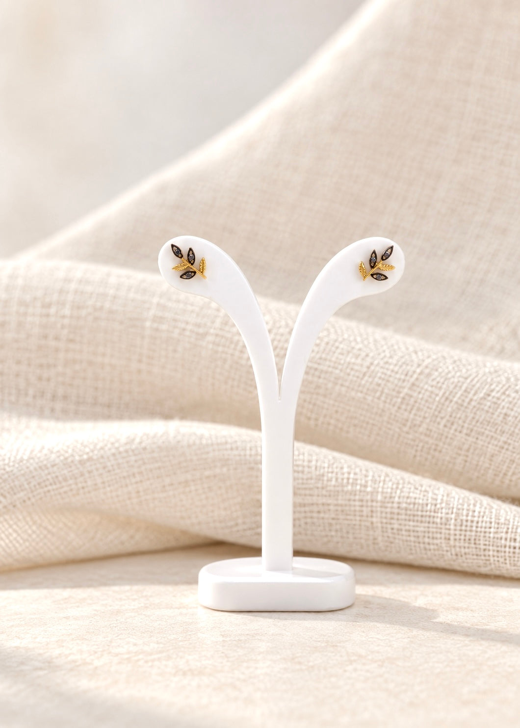 Branch Earrings with Small Leaves