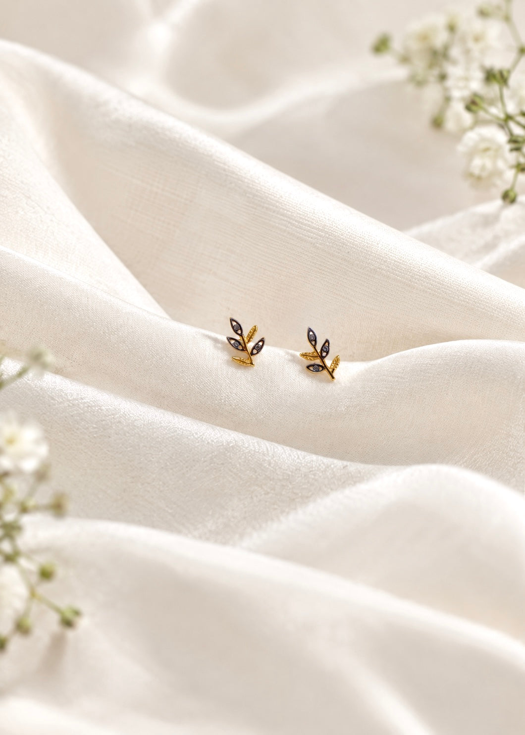Branch Earrings with Small Leaves