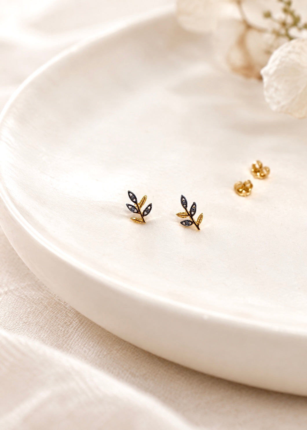 Branch Earrings with Small Leaves