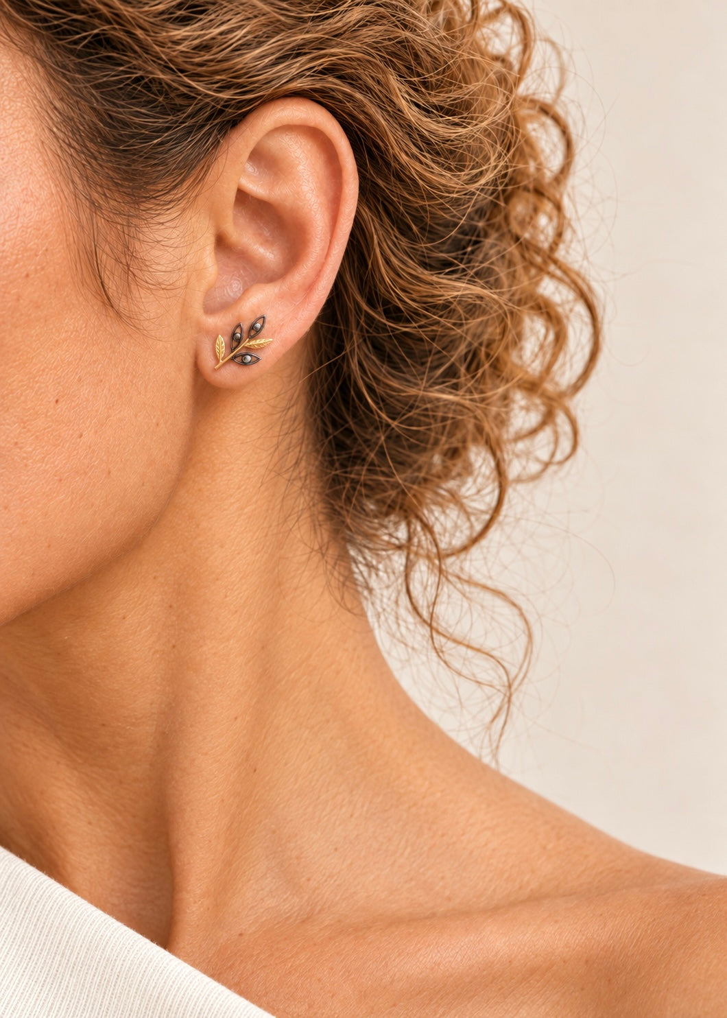 Branch Earrings with Small Leaves