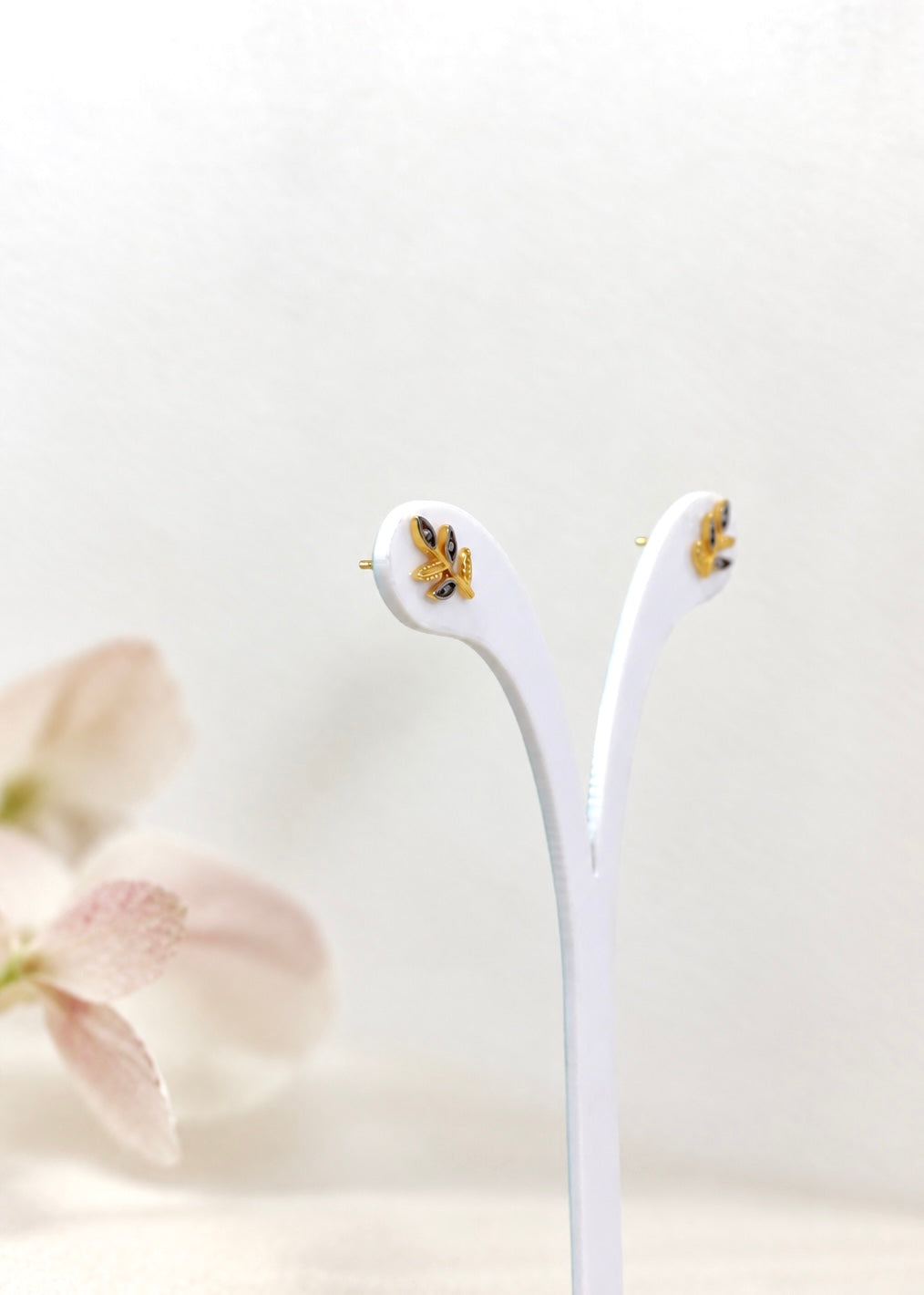Branch Earrings with Small Leaves